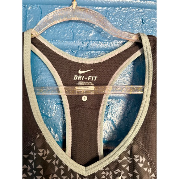 Nike Dri-FIT Womens Racerback Tank Top Brown Geometric  Print Small - Picture 2 of 4